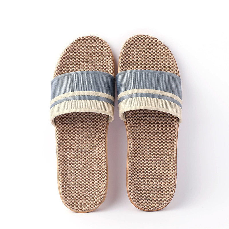 Men's Linen Open Toe Slippers Lightweight Indoor Outdoor