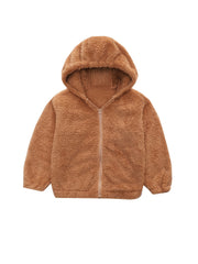 Girls Fleece Hooded Zipper Jacket Winter Outerwear