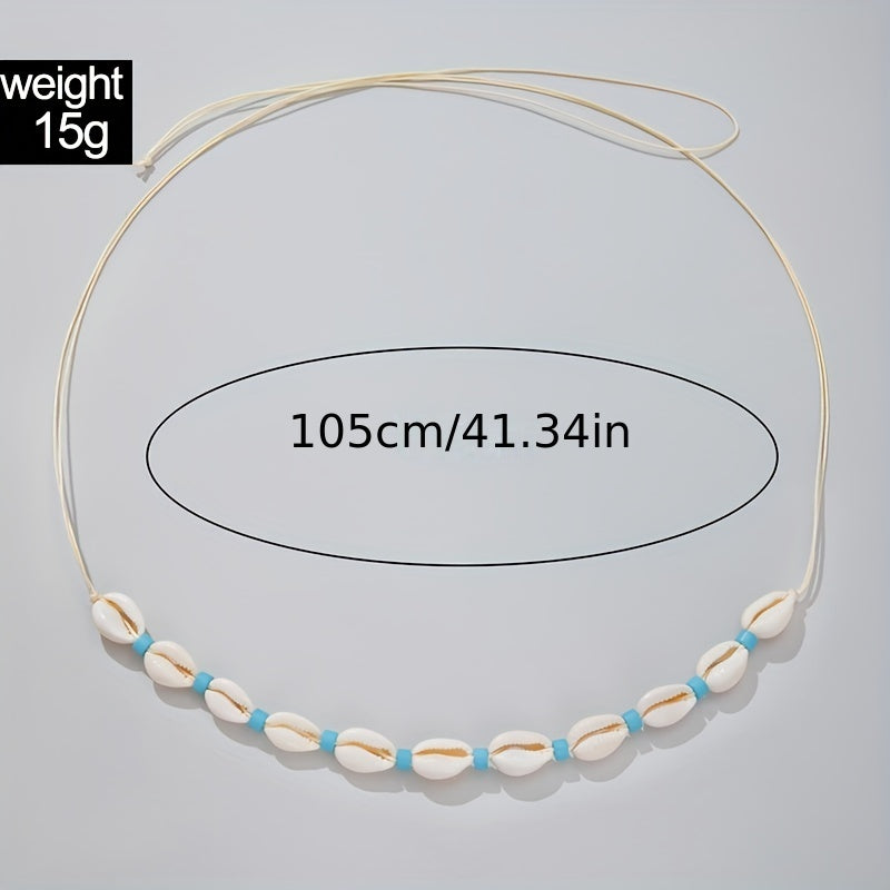 Shell Beaded Waist Chain Elastic Braided Waistband