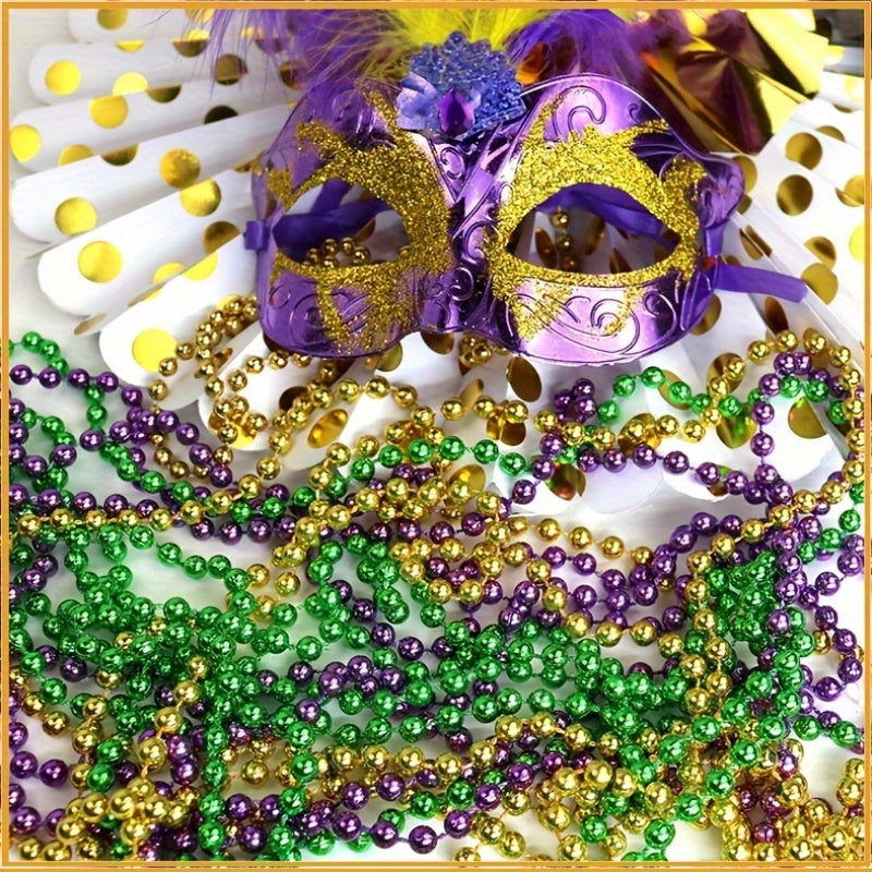 3pcs Multicolor Beaded Party Necklaces for Women & Men