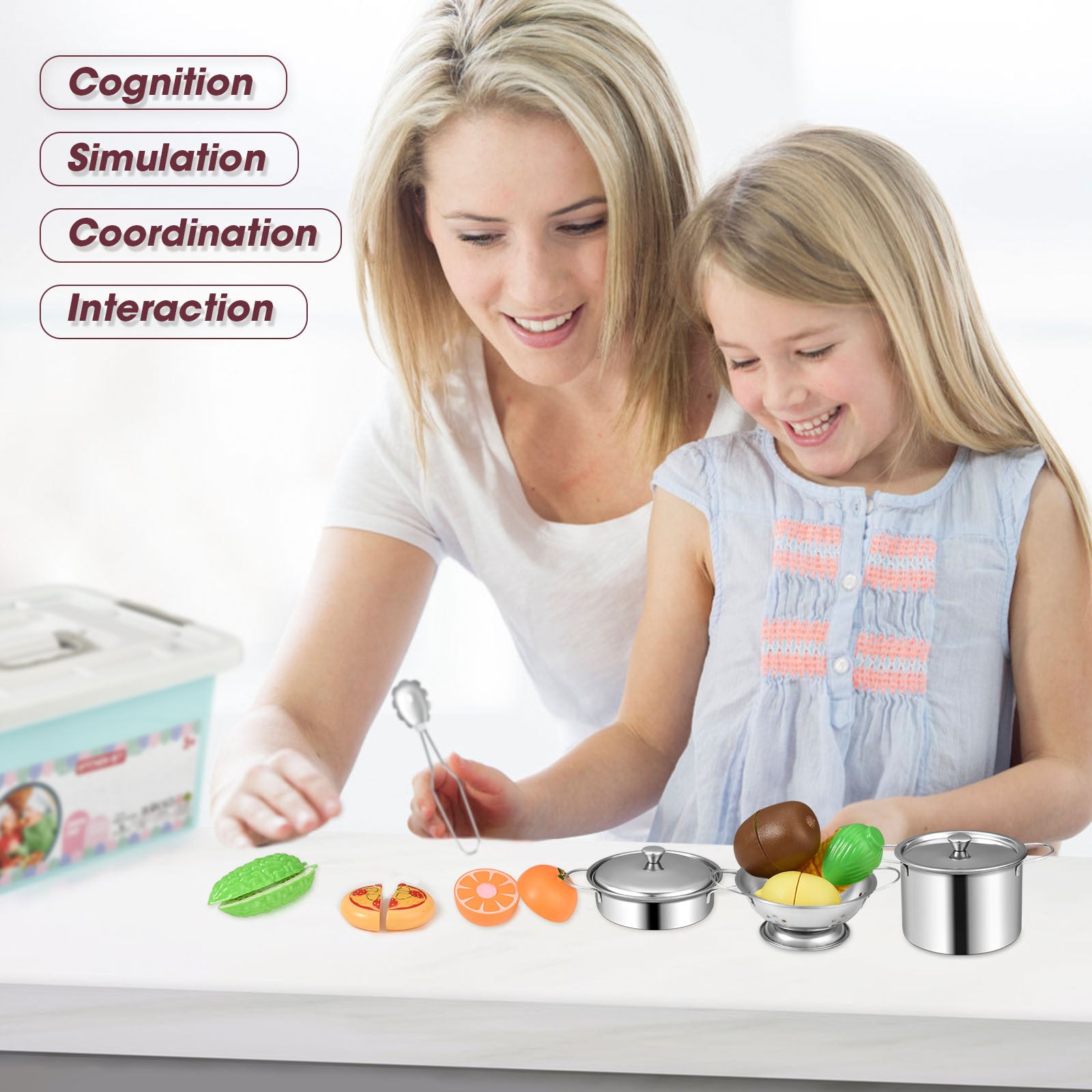 Cooking Accessories Set Stainless Steel Utensils Apron Role Play Simulation