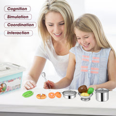 Cooking Accessories Set Stainless Steel Utensils Apron Role Play Simulation