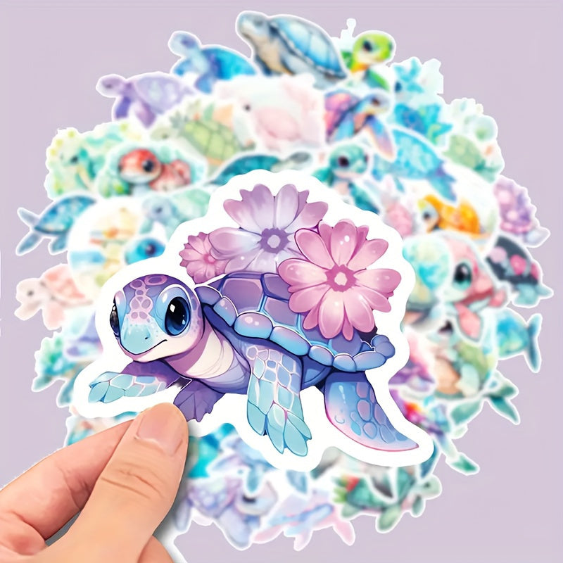 50pcs Sea Turtle Stickers Ocean Wildlife Decorative Vinyl Decals