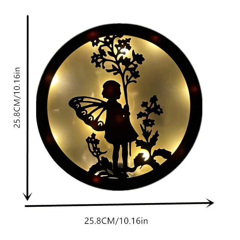 Children's Room LED Wall Clock Lamp Retro Wooden Sign Hanging Lamp