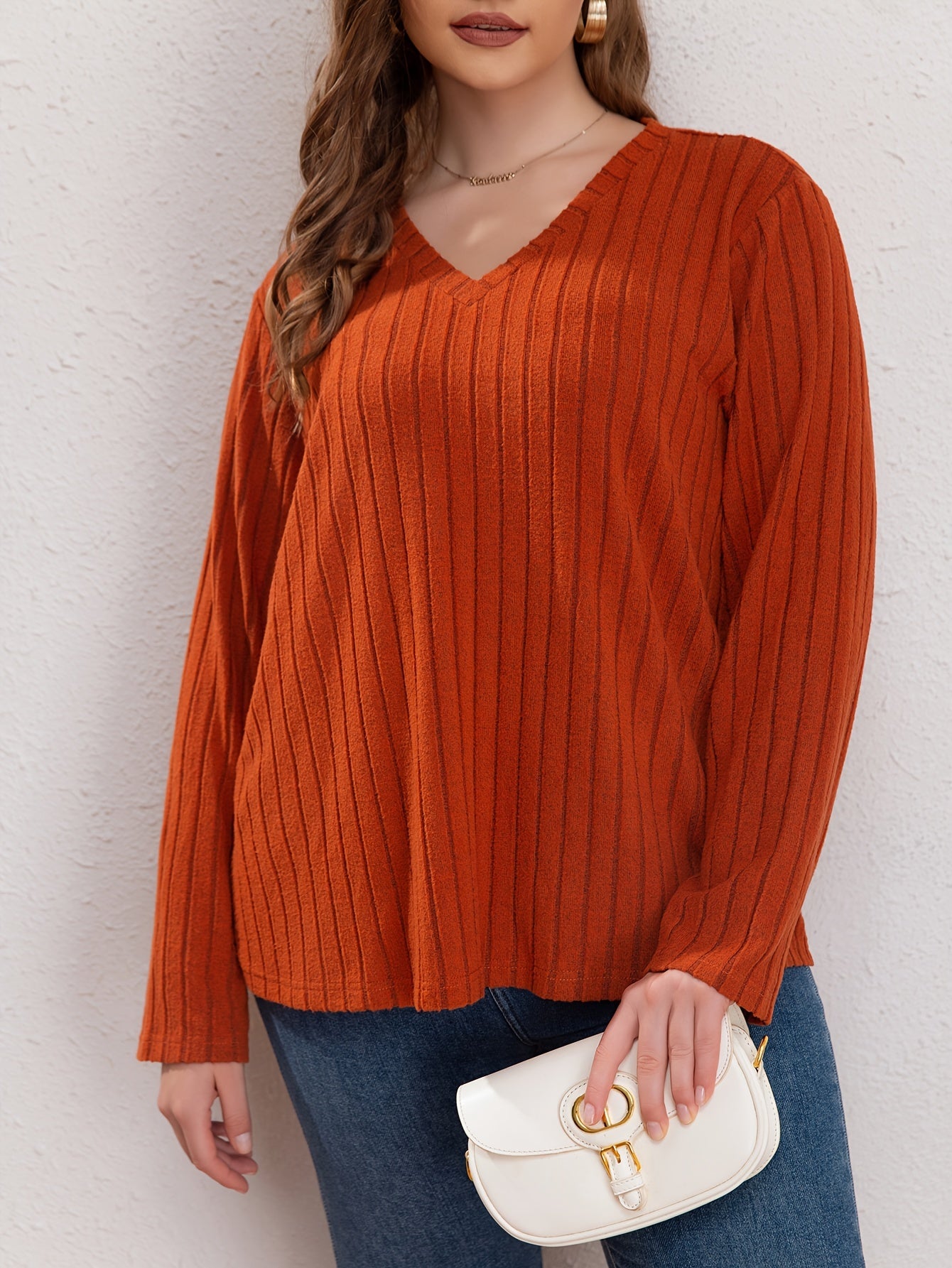  V Neck Long Sleeve Sweater