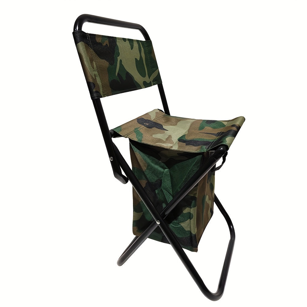 Foldable Fishing Chair With Cooler Bag Portable Backrest Stool