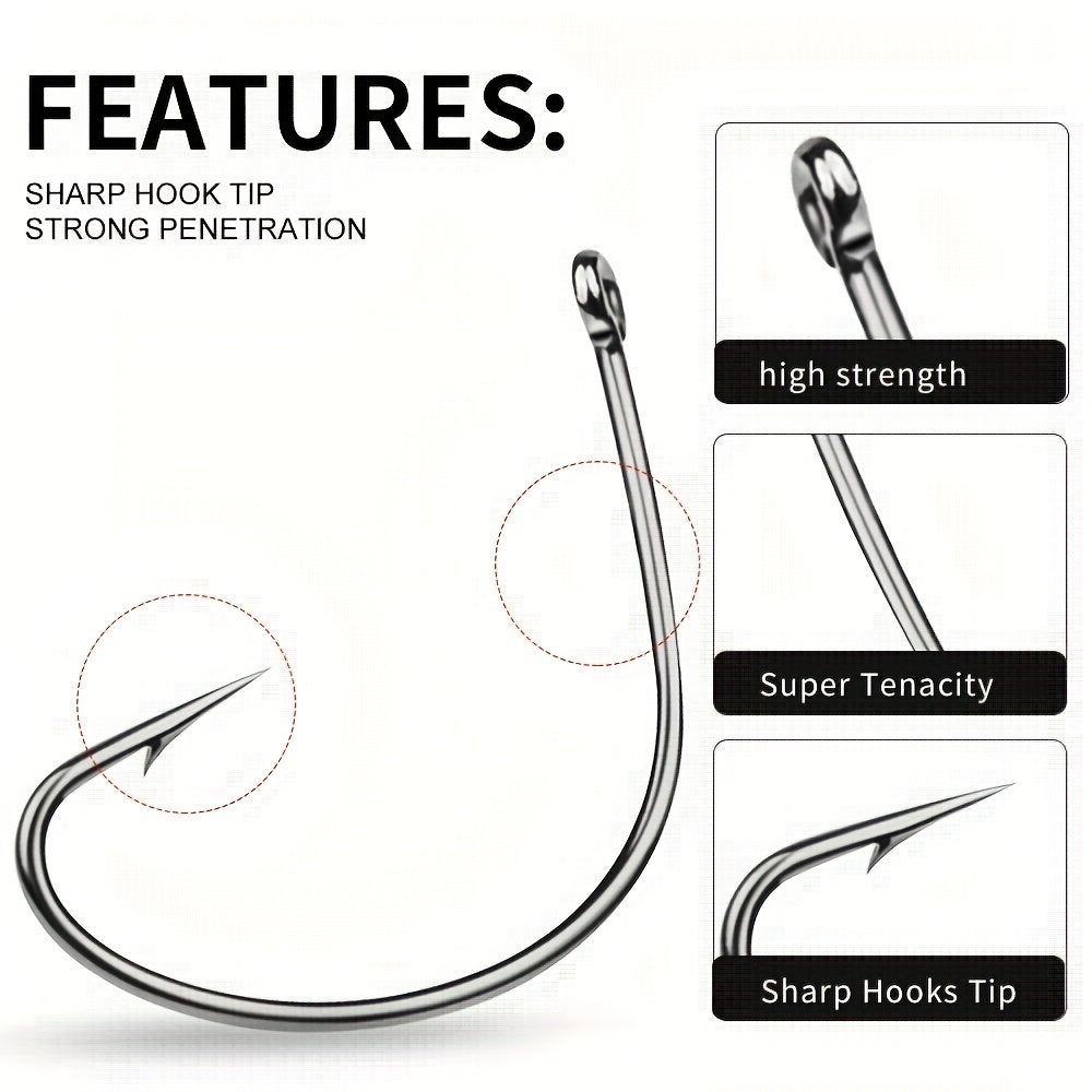 50pcs High Carbon Steel Fish Hooks Box High Strength Corrosion Resistance