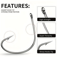 50pcs High Carbon Steel Fish Hooks Box High Strength Corrosion Resistance