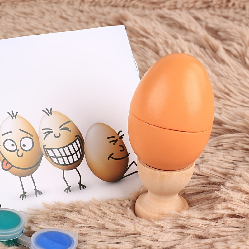 2pcs Mini Wooden Egg Holder Beige Dollhouse Kitchen Decor