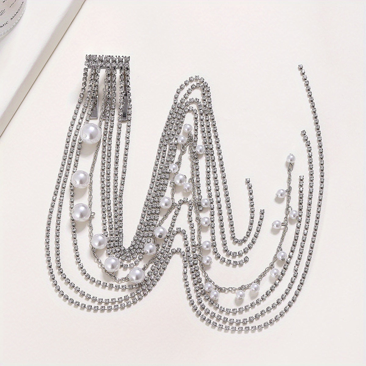 Rhinestone Tassel Hair Comb Back Head Ponytail Clip Y2K Style