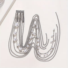 Rhinestone Tassel Hair Comb Back Head Ponytail Clip Y2K Style
