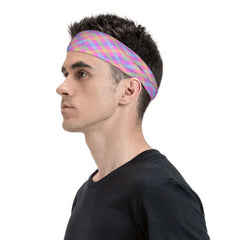 Men's Pastel Purple Pink Gradient Headband for Gym Running Soft Stretch Fit