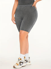  Solid High Rise Skinny Shorts