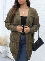  Lantern Sleeve Open Front Knit Duster Cardigan