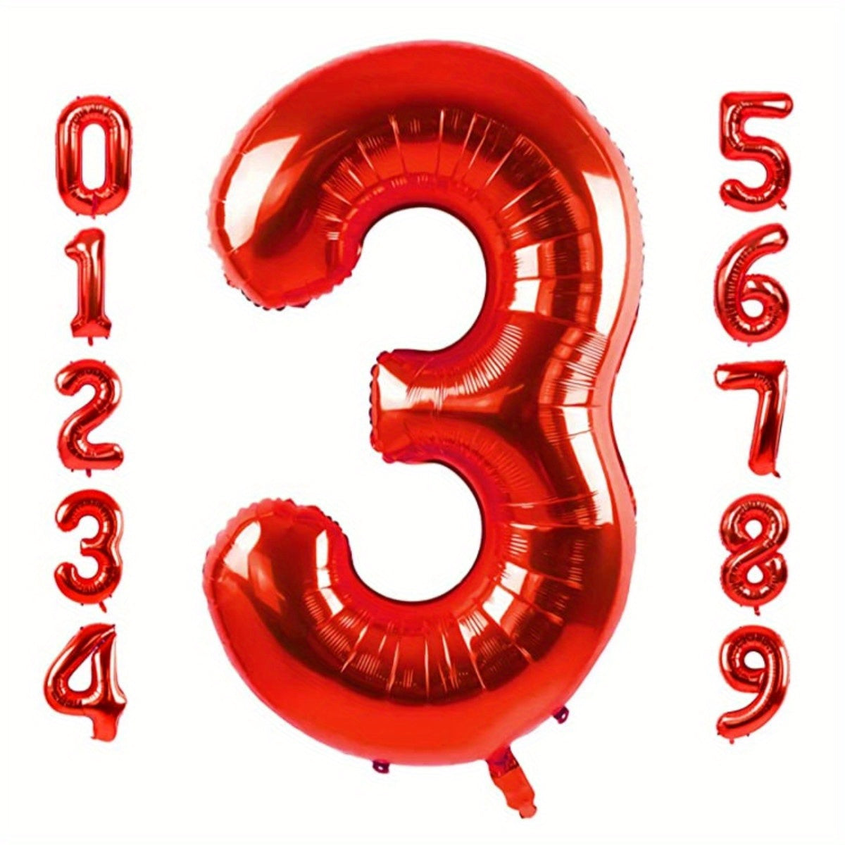 Large Red Number 0-9 Balloons for Birthday Party