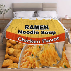 Flannel Instant Noodle Printed Blanket Cover Soft Comfortable Warm