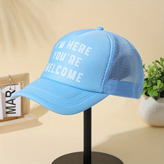 Letter Print Trucker Hat Unisex Cotton Baseball Cap