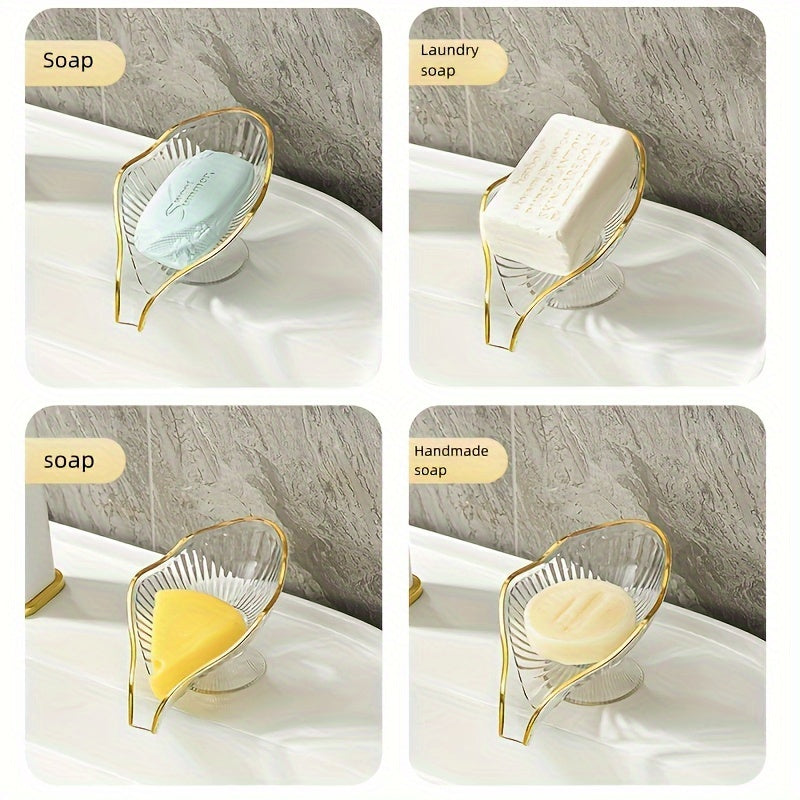 Creative Plastic Soap Dish Self Draining Soap Holder Bathroom Soap Rack