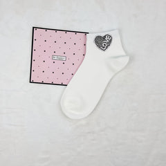 Heart Rhinestone Socks Women's Crew Short Stockings