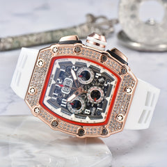 Hollow Ghost Head Rhinestone Men's Watch