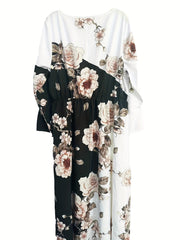  Colorblock Floral Maxi Dress