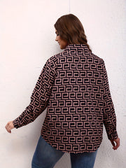  Women's Geometric Print Button Up Blouse
