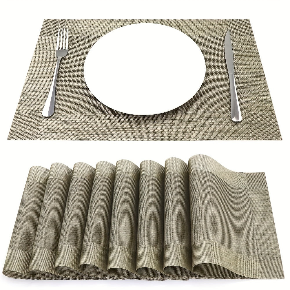 8pcs Insulated Plastic Square Placemats Waterproof Non Slip for Home Hotel