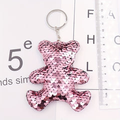 Sequins Bear Keychain Animal Key Ring Purse Handbag Car Charm Phone Pendant