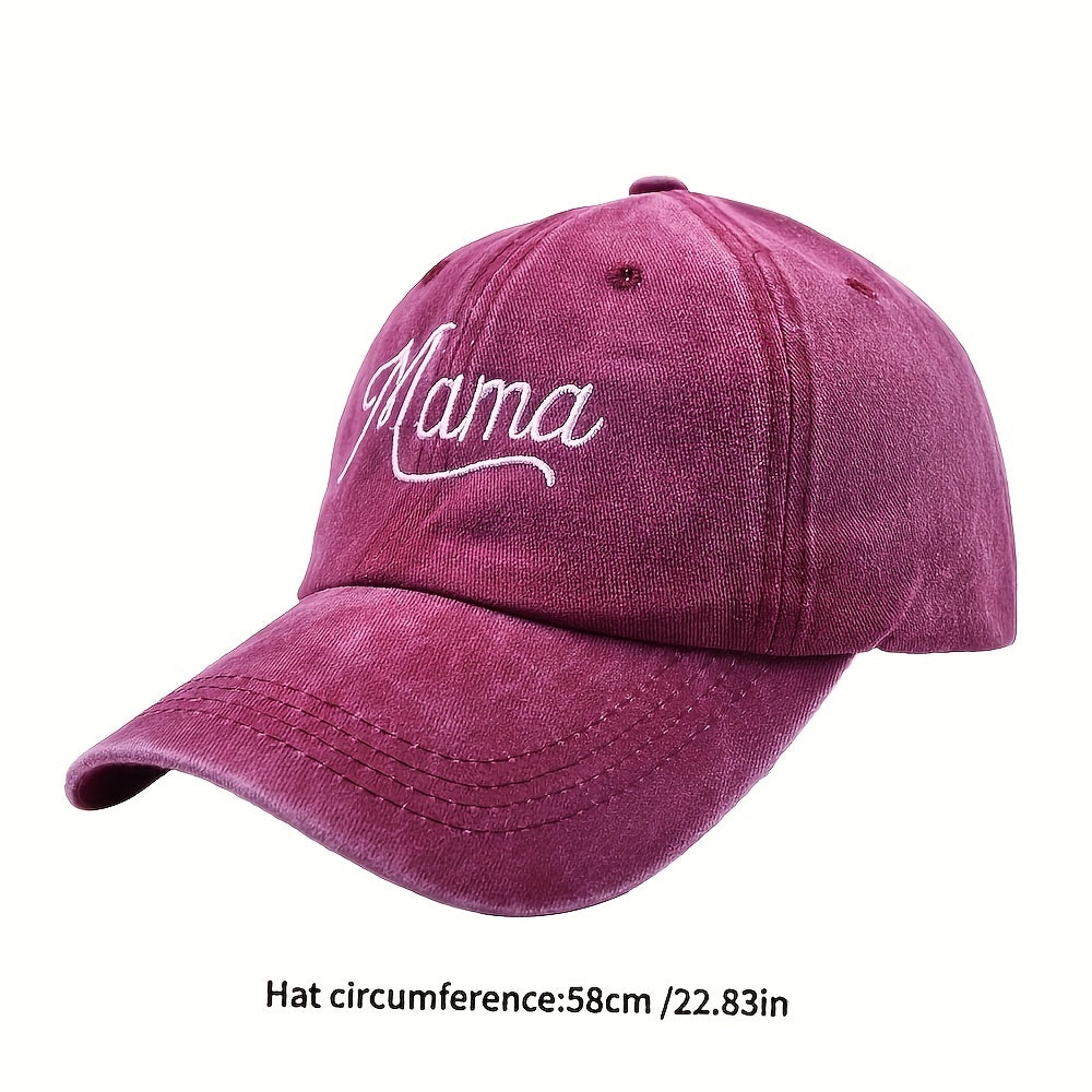 Mama Embroidery Baseball Cap Vintage Washed Dad Hat Adjustable Sunshade Sun Hats