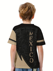 MEXICO Eagle 3D Print Children's Vitality T Shirt Boys Summer Sports Lightweight
