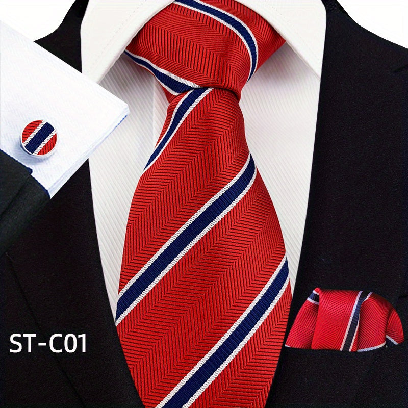 Men's Stripe Paisley Tie Set with Accessories