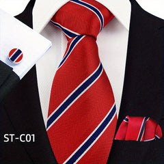 Men's Stripe Paisley Tie Set with Accessories
