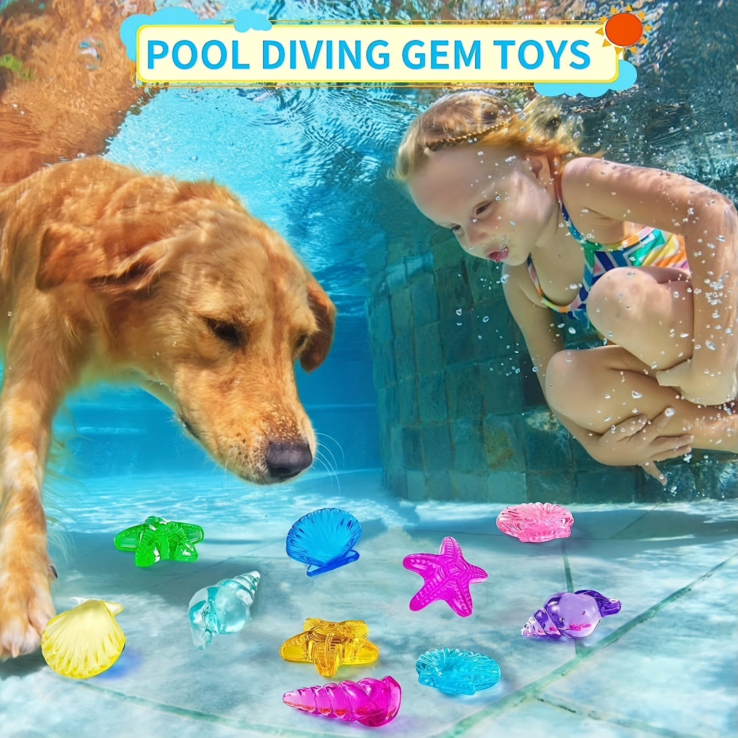 20pcs Diving Gem Pool Toys Colorful Set For Kids Marine Gemstone Underwater Swim