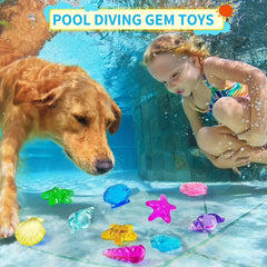 20pcs Diving Gem Pool Toys Colorful Set For Kids Marine Gemstone Underwater Swim