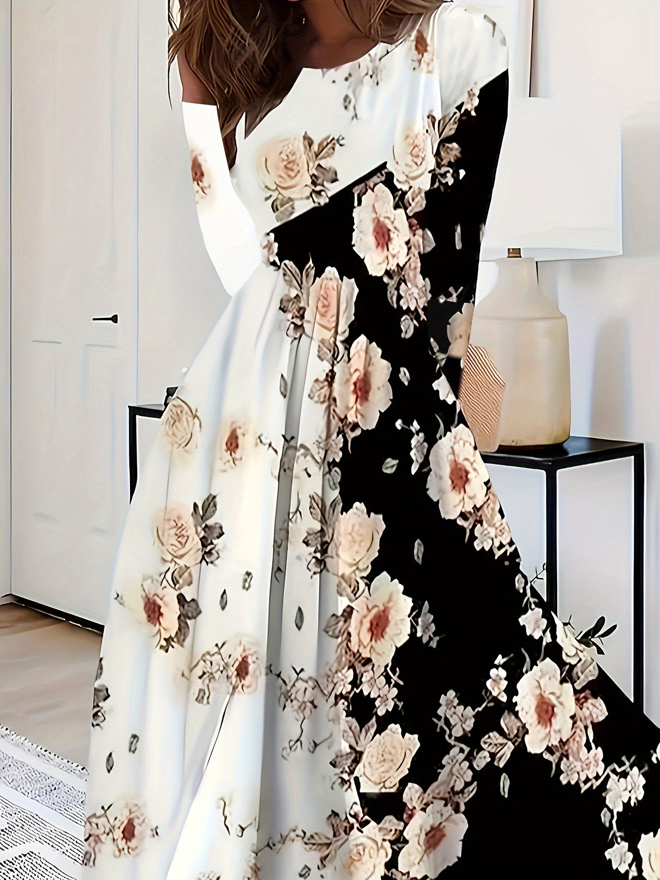  Colorblock Floral Maxi Dress