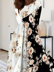  Colorblock Floral Maxi Dress