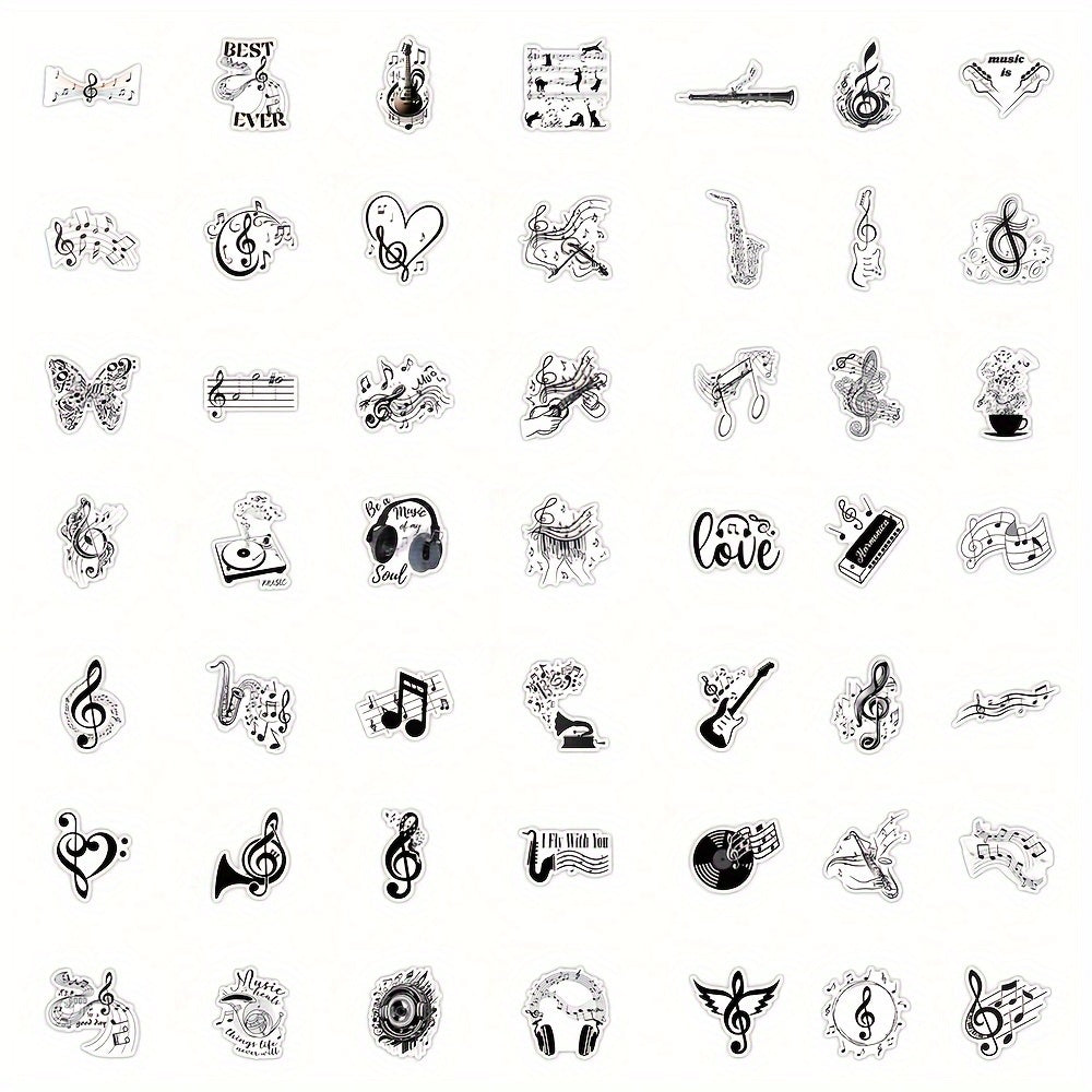 50pcs Musical Note Graffiti Stickers for Laptop Helmets Water Cup Decoration