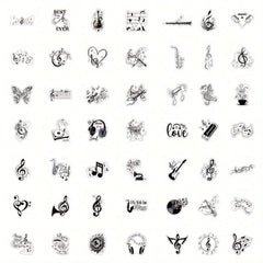 50pcs Musical Note Graffiti Stickers for Laptop Helmets Water Cup Decoration
