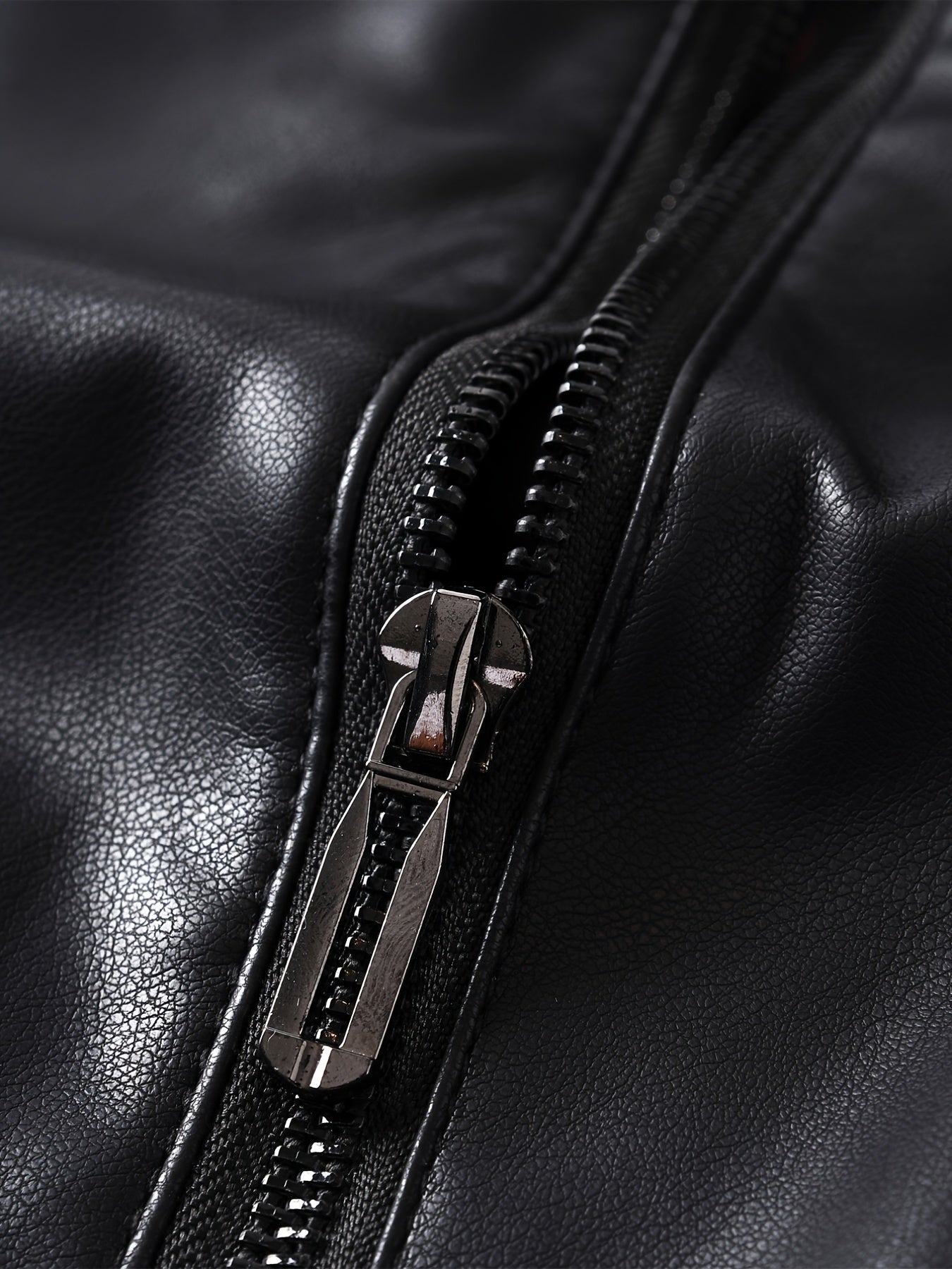 Men's Casual Zip Up Faux Leather Jacket