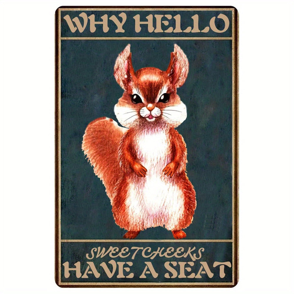 Funny Bernese Mountain Dog Squirrel Tin Sign for Home Decor