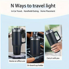 40oz Stainless Steel Travel Cup with Handle - Keeps Drink Cold