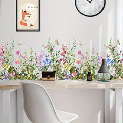 2pcs Pastoral Plant Wall Stickers Self-adhesive