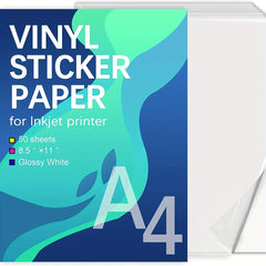 50 Sheets Printable Vinyl Glossy Self Adhesive Waterproof D