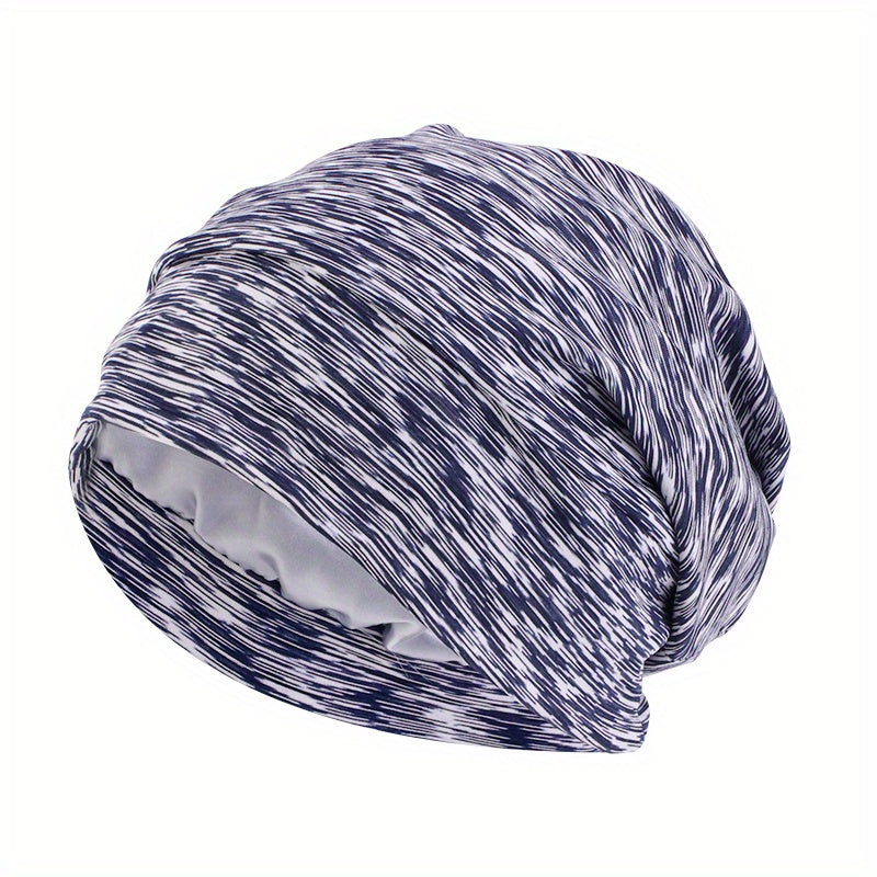 Satin Lined Beanie Cap Mixed Head Wrap Soft Elastic Turban Cap