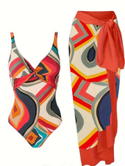  Women's Geo Print Tankini Set
