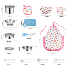 Cooking Accessories Set Stainless Steel Utensils Apron Role Play Simulation