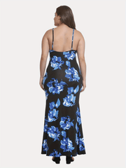 Plus Floral Print Stretch Cami Mermaid Dress