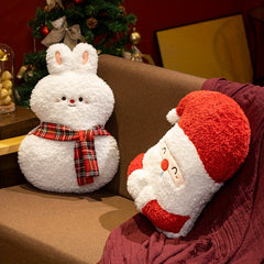 Christmas Plush Toys Santa & Reindeer Throw Pillow Scarves