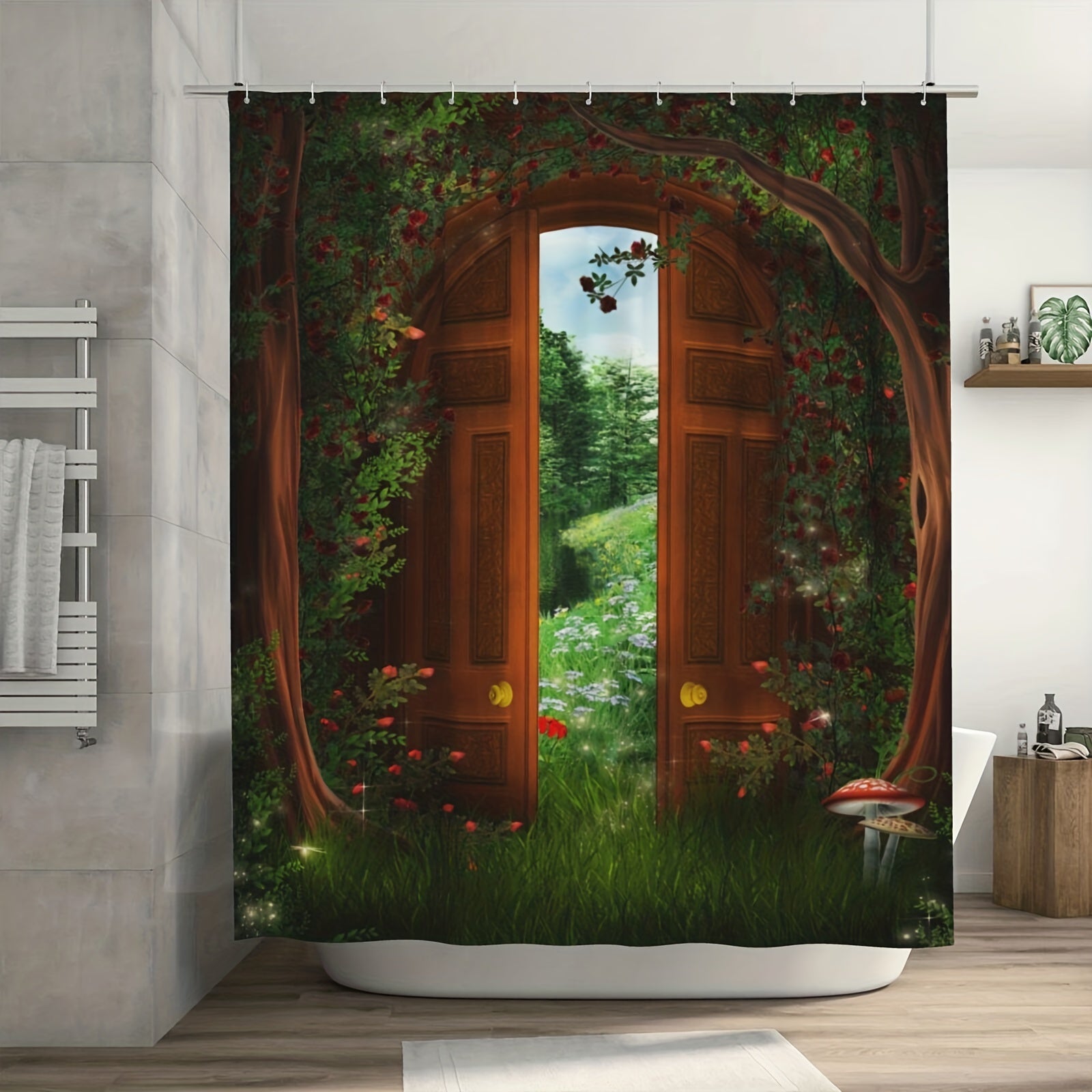 Fantasy Garden Shower Curtain with 12 Hooks