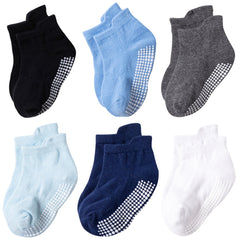 6 Pairs Toddler Baby Socks Stripes & Solid Cotton Ankle Socks